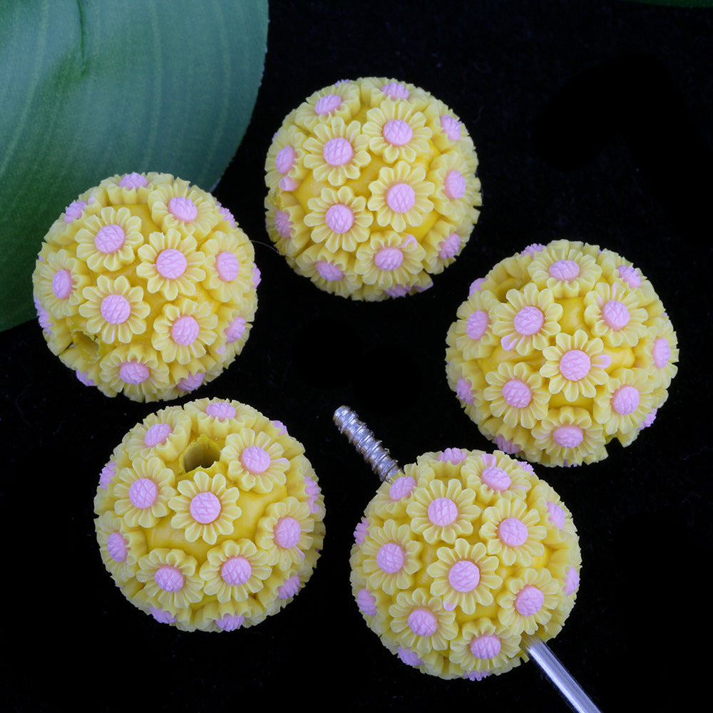2CM Sunflower Ball Soft Clay Beads
