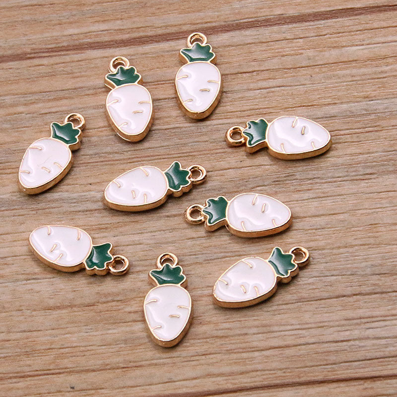 2 Colors 7*15mm Alloy Jewelry Accessories KC Gold Drop Oil Charm MIN Carrot Pendant Vegetable Charm