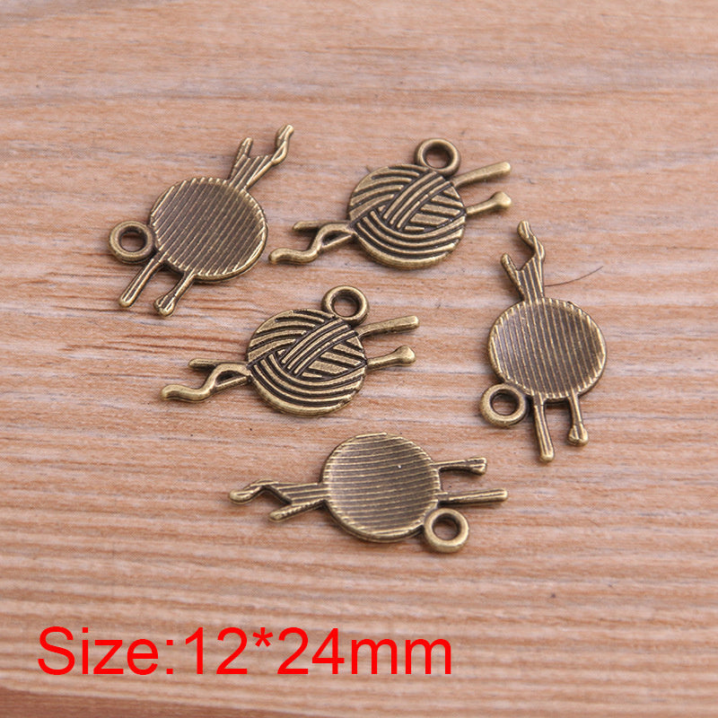 2 Colors 12*24mm DIY Alloy Jewelry Accessories Yarn Ball Pendant Hanging Ornament