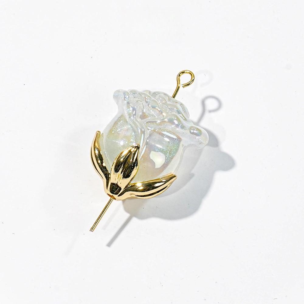 Electroplated Straight Hole Rose Beads