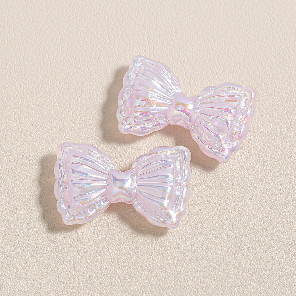 Thin and Glittering Straight Hole Bow Beads