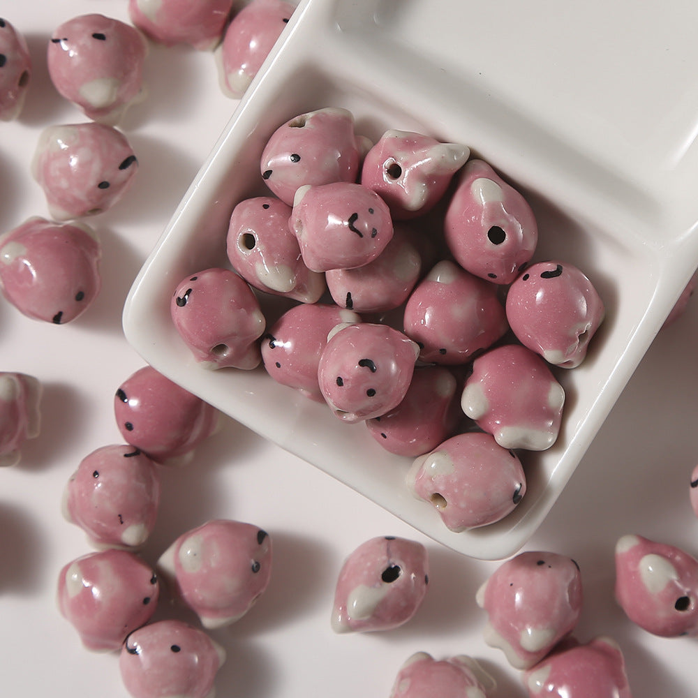 Cute Hand-painted Ceramic Beads Colorful Small Fish Dolphin Animal Beads