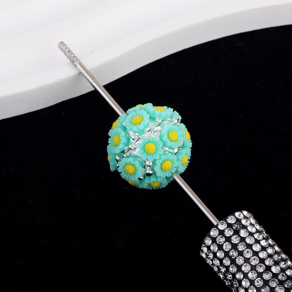 Sunflower Alloy Flower Cluster Ball Straight Hole Beads