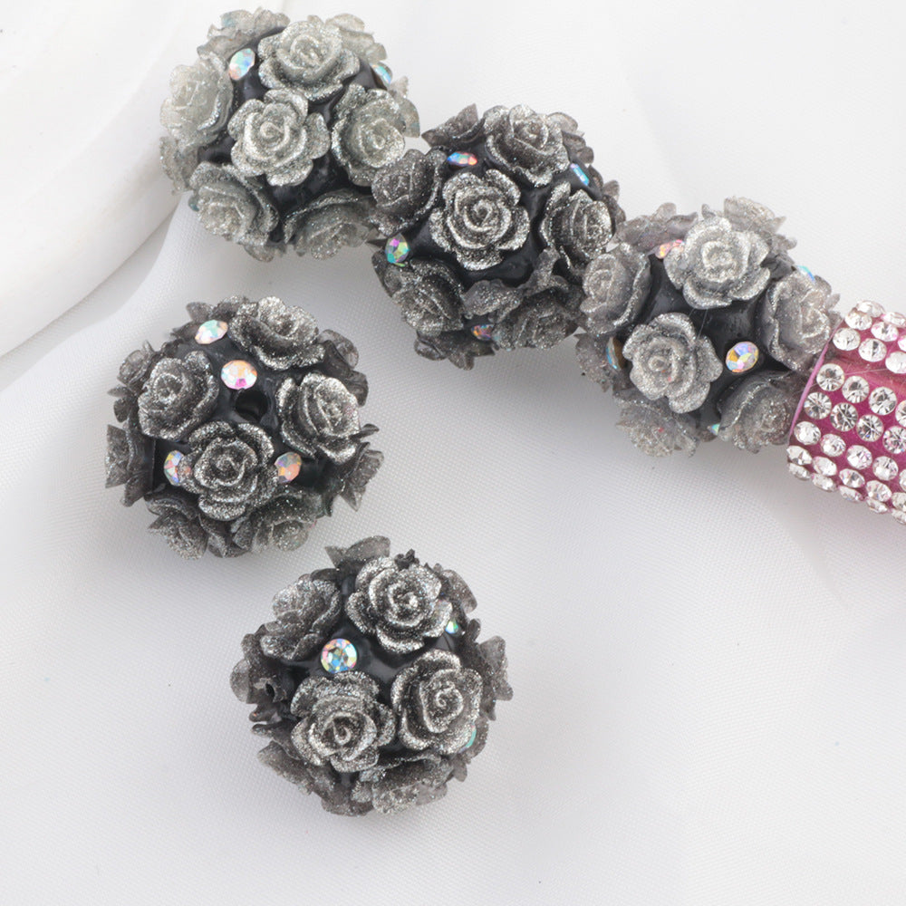 Fluorescent Rose Ball Soft Clay Straight Hole Beads
