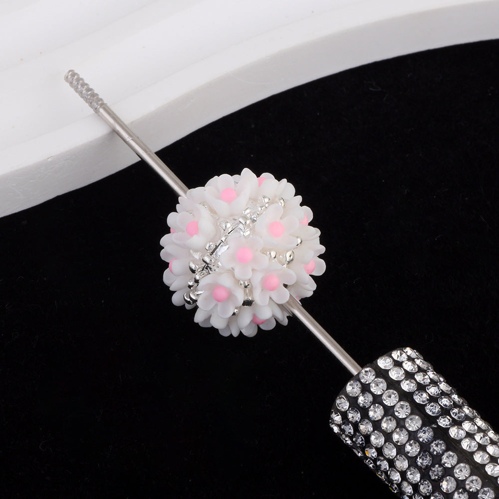 Flower Beads Alloy Flower Cluster Ball Handmade Straight Hole Beads