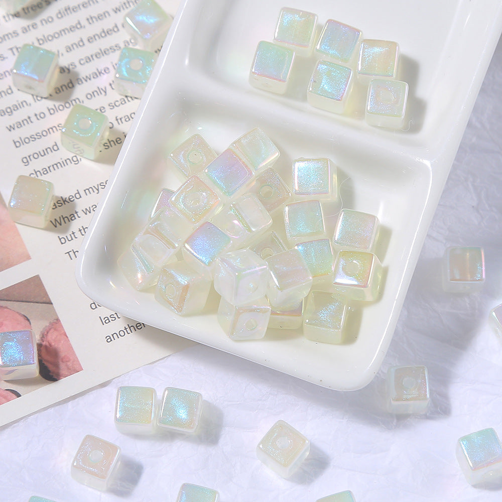 10mm Acrylic Iridescent Cube Mermaid Princess Fine Glitter