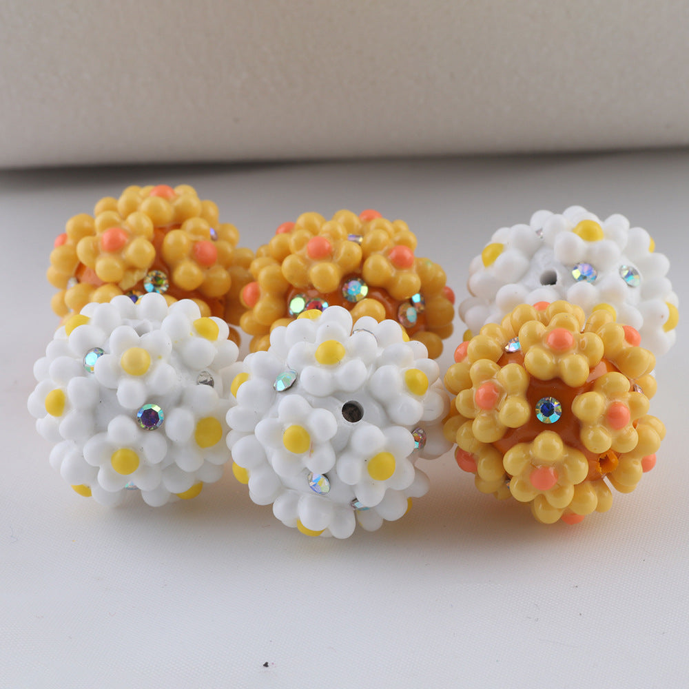 Solid Color Flower Balls Soft Clay Drill Balls Straight Hole Beads