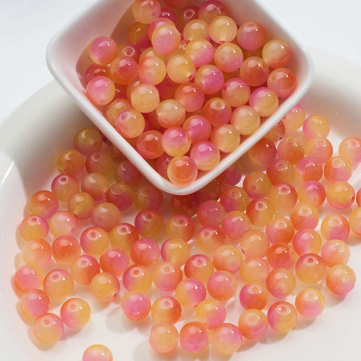 Three-color Glass Beads Imitation Jade Glass Beads