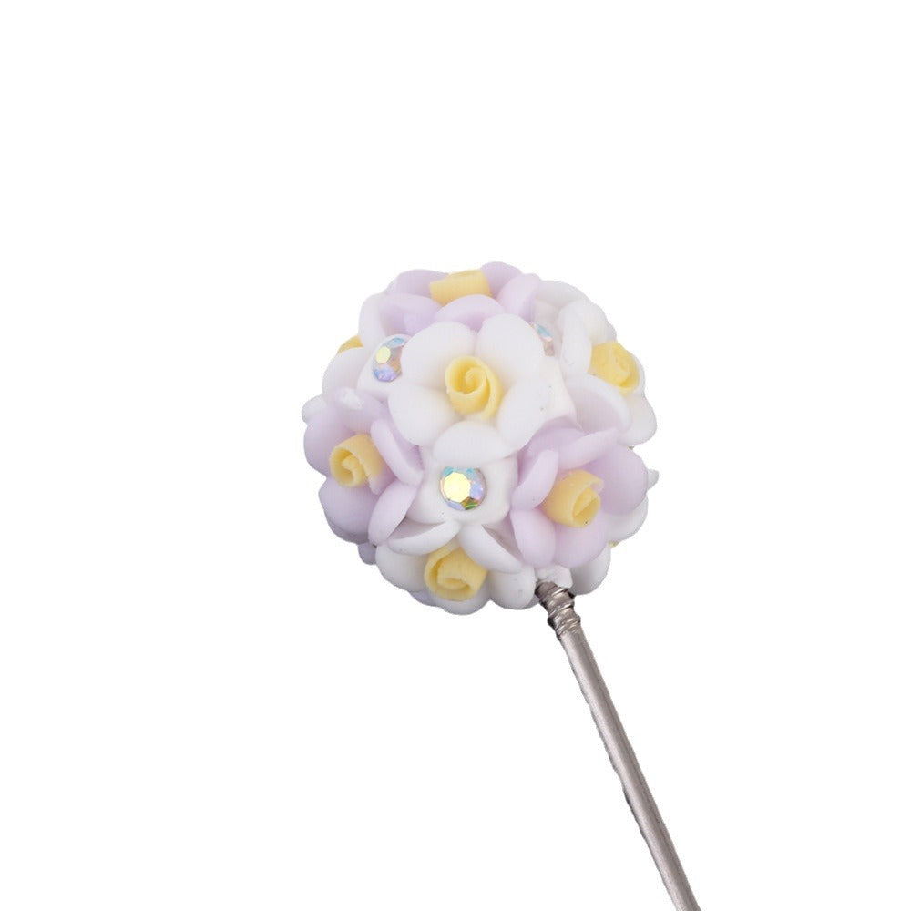 Flower Beads Luminous Simple Flower Rose Ball Clay Straight Hole Beads