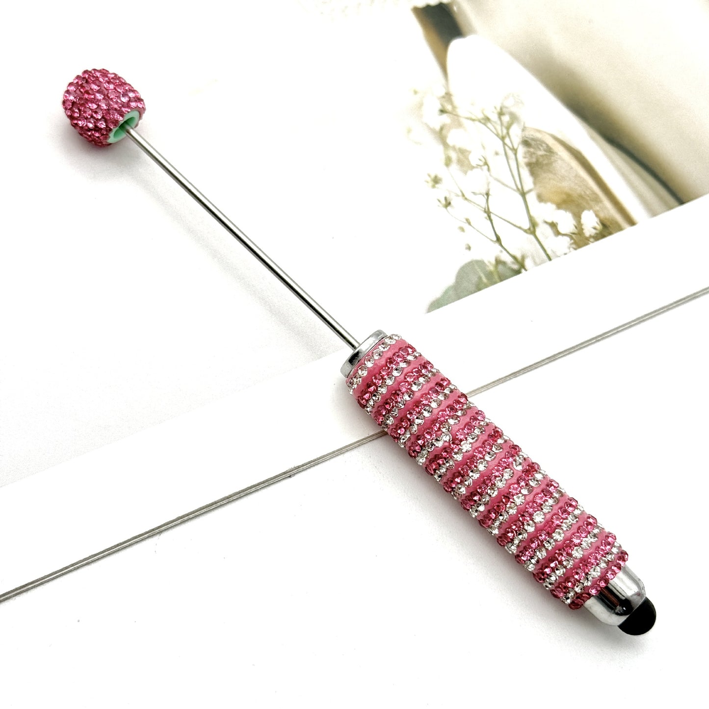 Touch screen Striped Full Diamond Beaded Pen