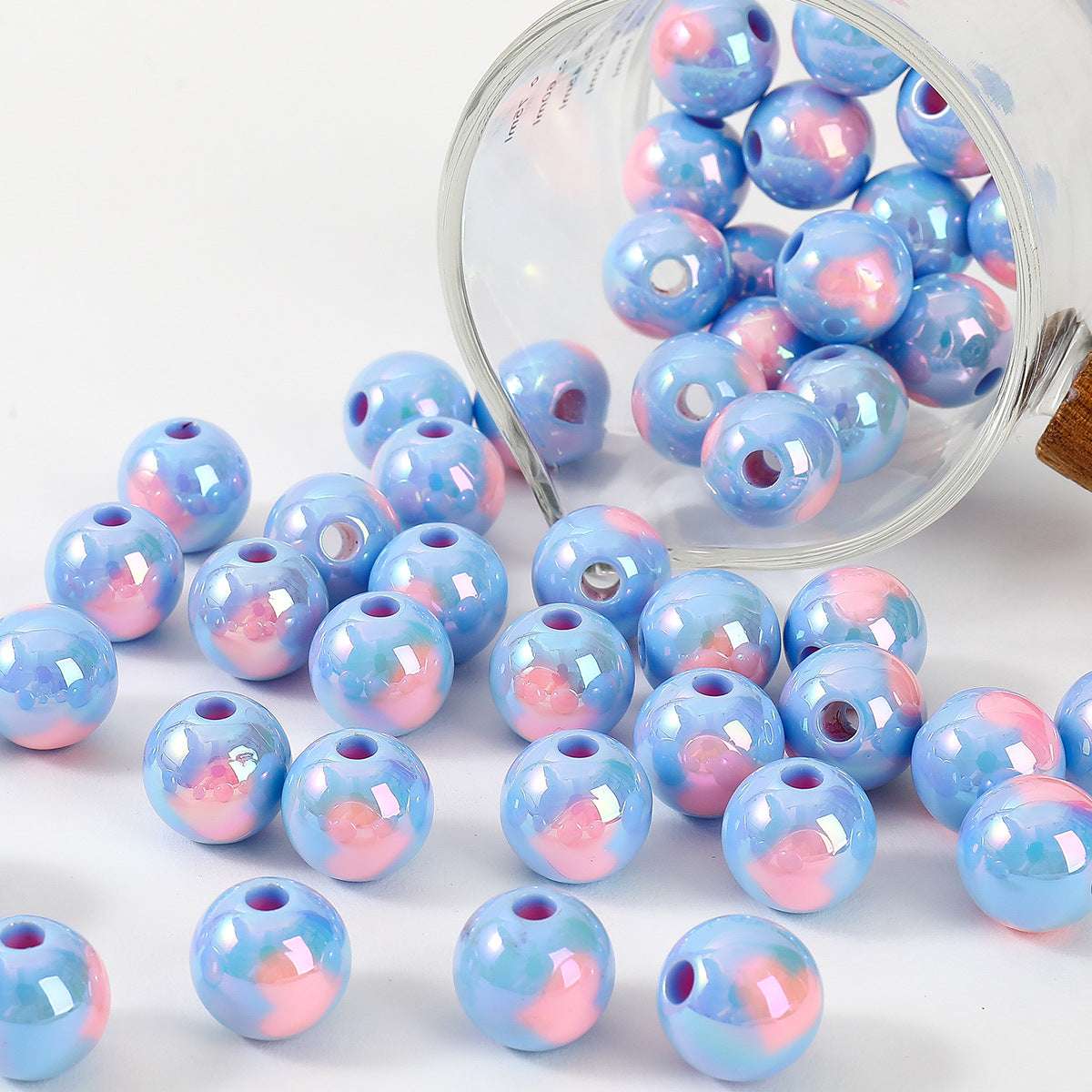 Dopamine Colorful Heart Round Beads UV Acrylic Straight Hole beadable beads
