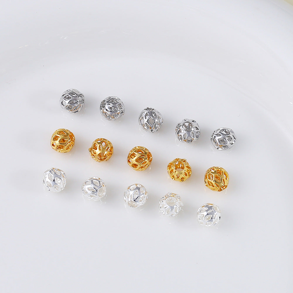 Color-Retaining Gold Flower Holder Silver Hollow Inlaid Snowflake Spacer Bead Piece