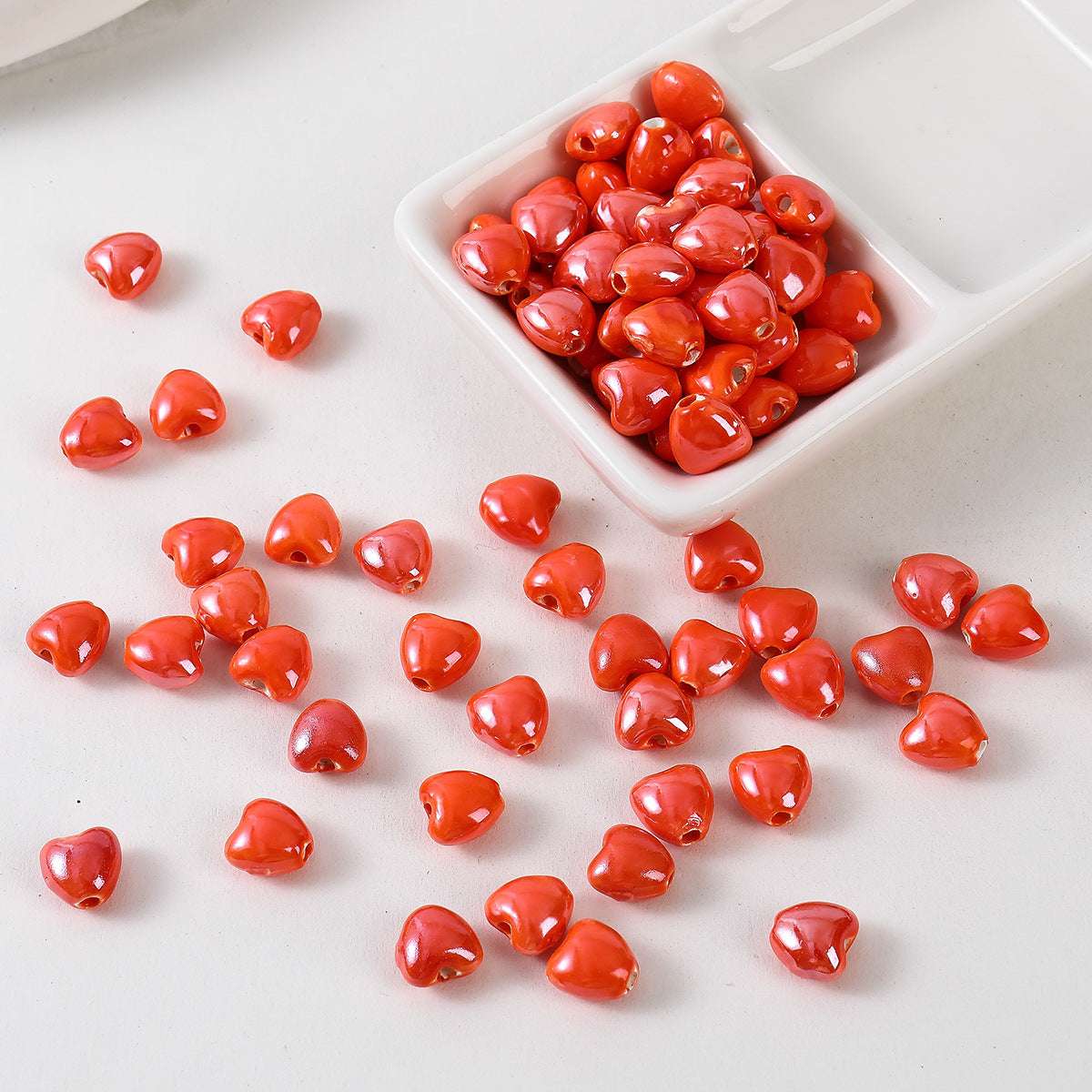 Ceramic Color-Plated 10mm Heart-Shaped Ceramic beads