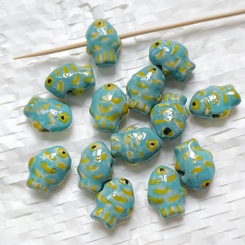 1 pc Pure Hand-painted Ceramic Deep Sea Little Fish Beads Loose Beads