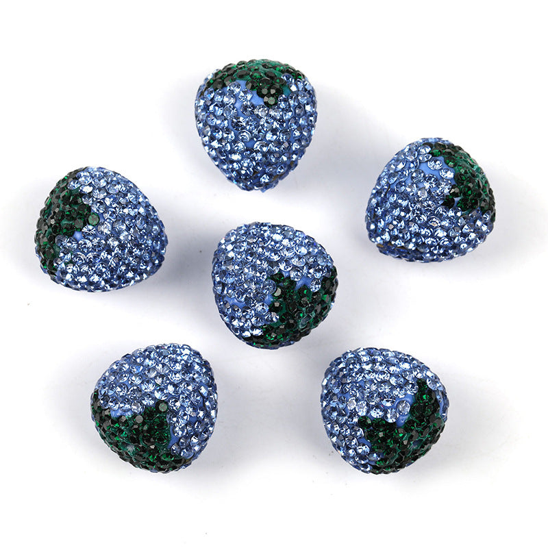 Strawberry Clay Rhinestone Ball Through Hole Bead