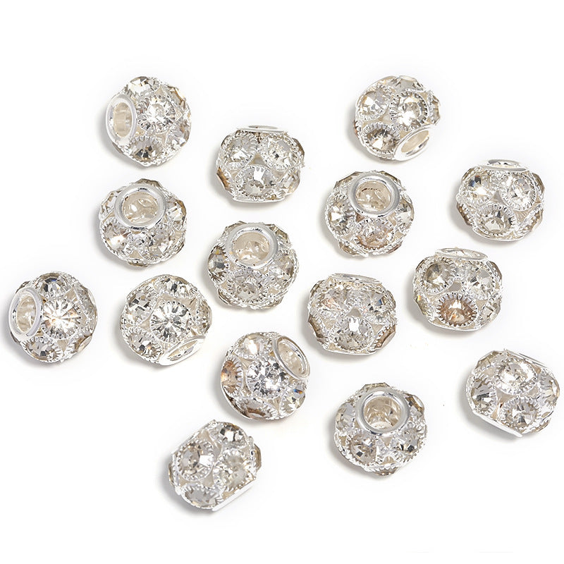 Golden Large Hole Rhinestone Beads