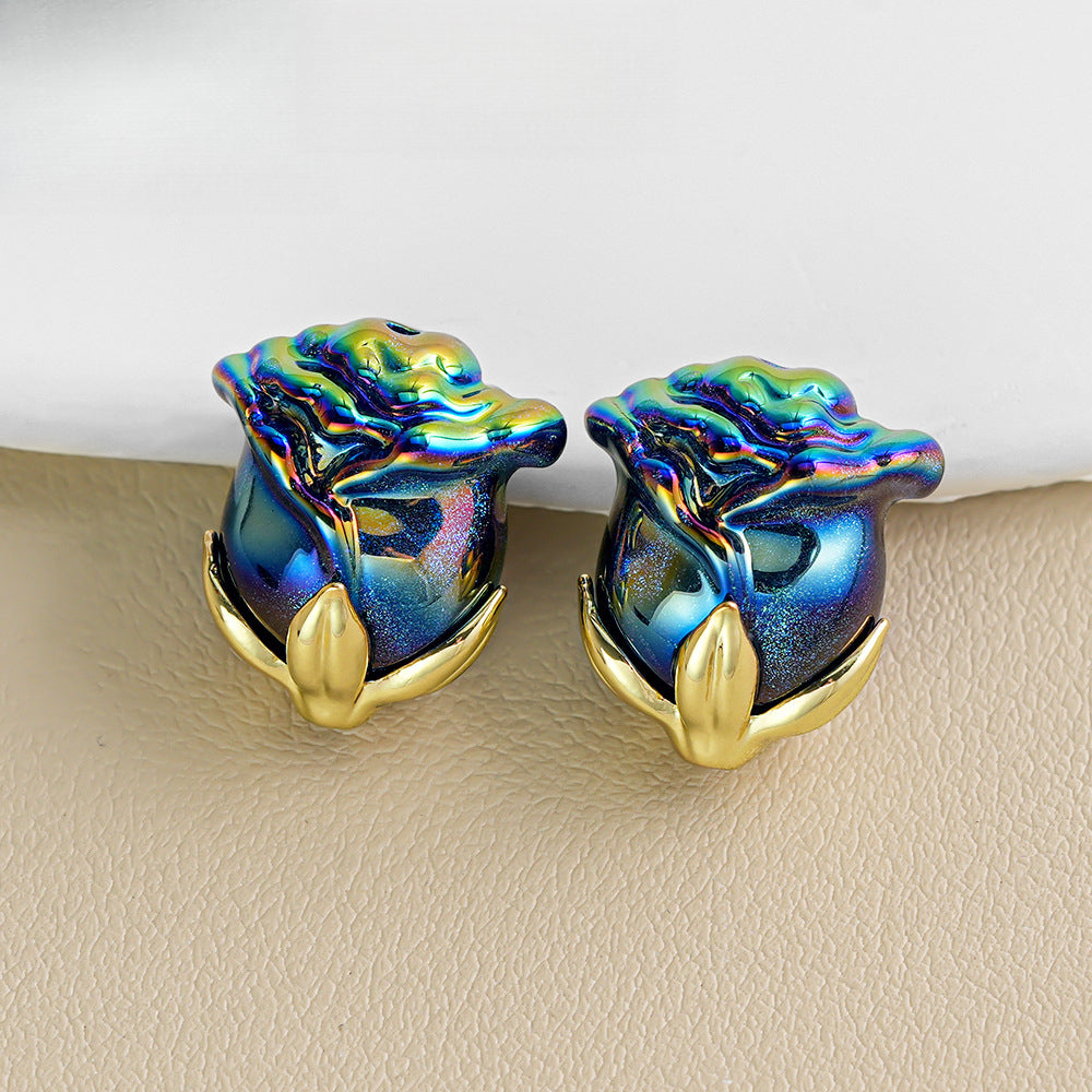 Electroplated Straight Hole Rose Beads