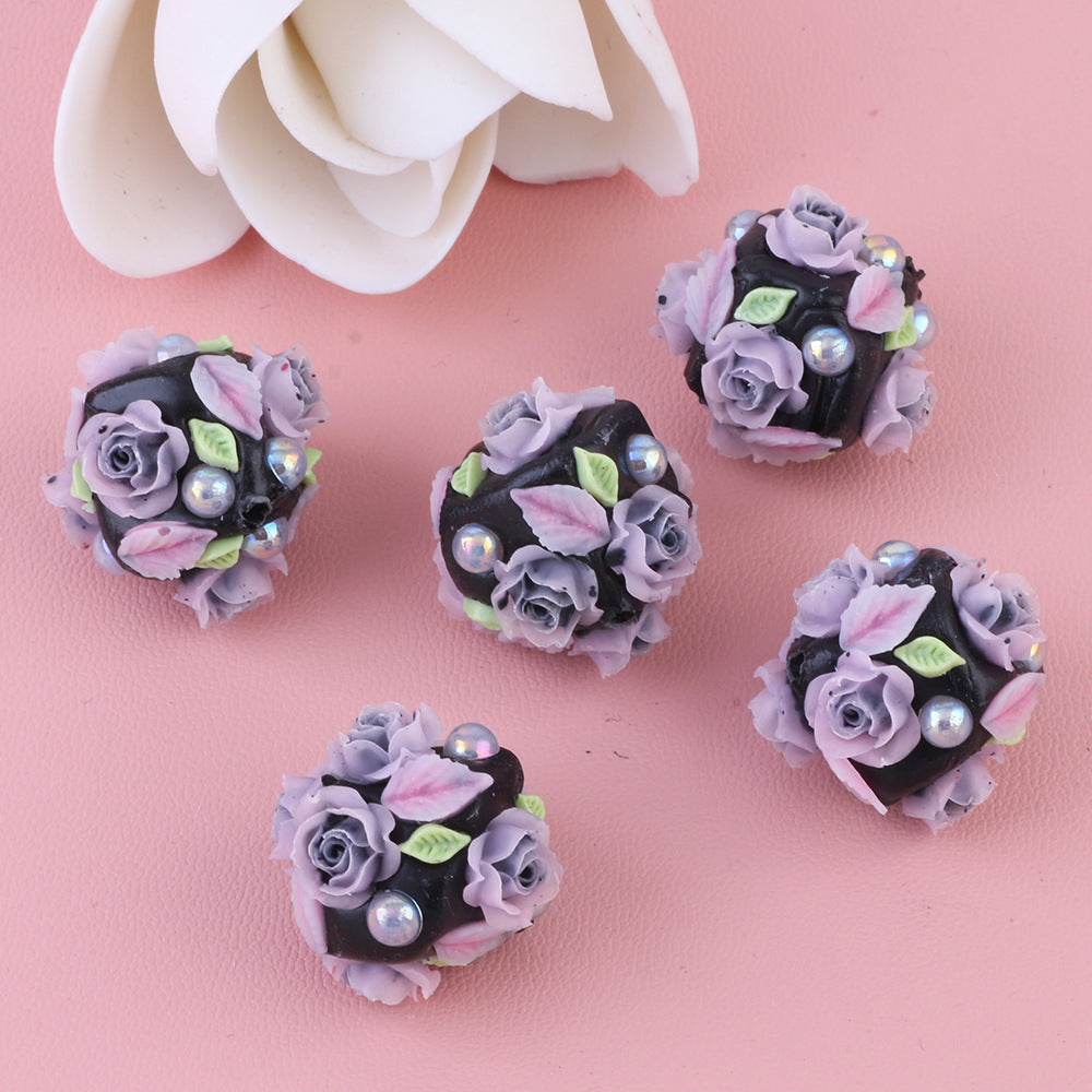 Fresh Flower Ball Drill Ball Pen Straight Hole Beads