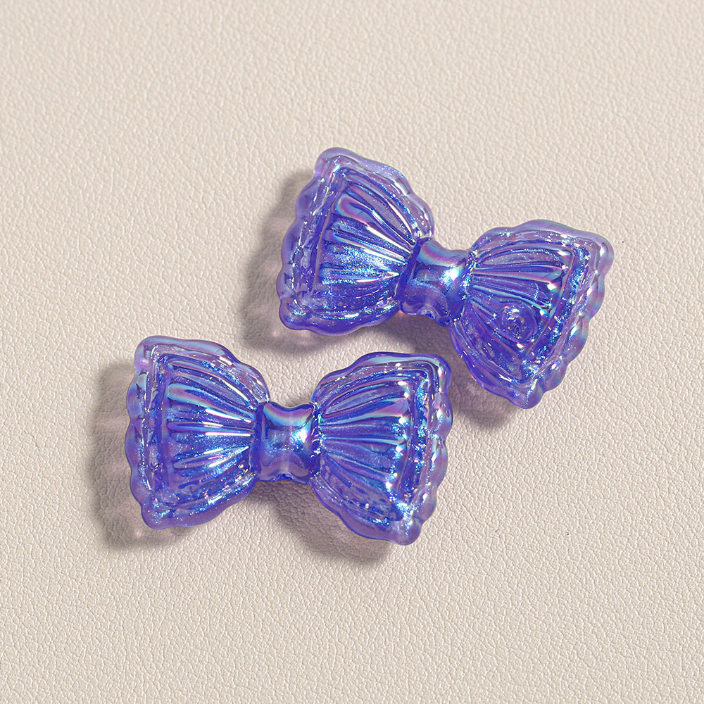 Thin and Glittering Straight Hole Bow Beads