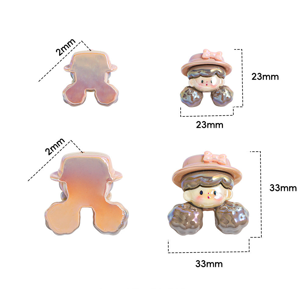 Oil Dripping Cartoon Popcorn Sister Beaded Resin Vertical Hole Patch Scattered Beads