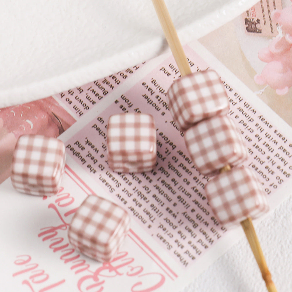 Acrylic Houndstooth Cute Square beadable beads