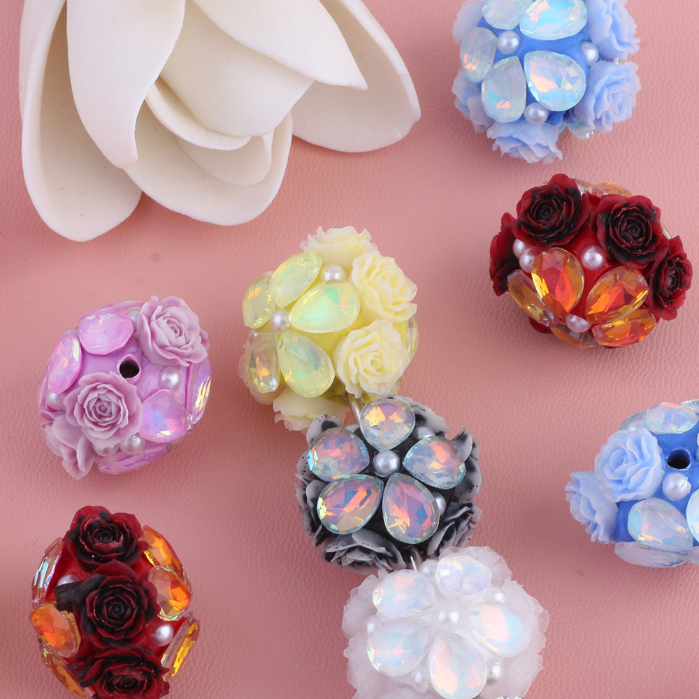 Rose Zircon Water Drop Five Petal Flower Diamond Ball