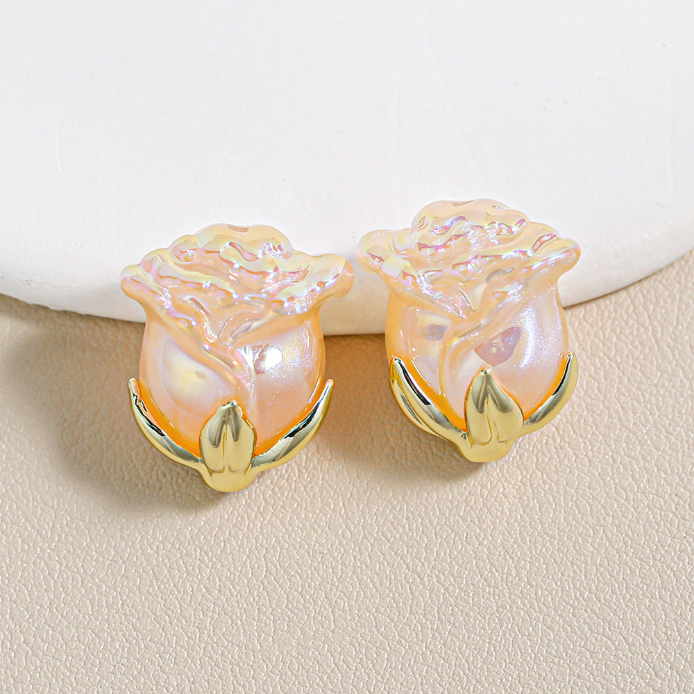 Electroplated Straight Hole Rose Beads