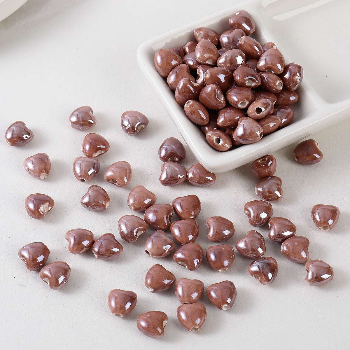 Ceramic Color-Plated 10mm Heart-Shaped Ceramic beads