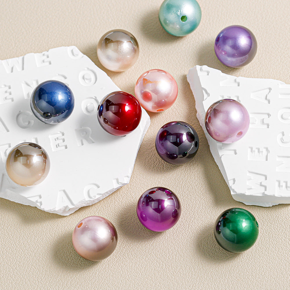 Mabei Two-Color through Hole round Beads Gradient Solid Color Plating round Beads