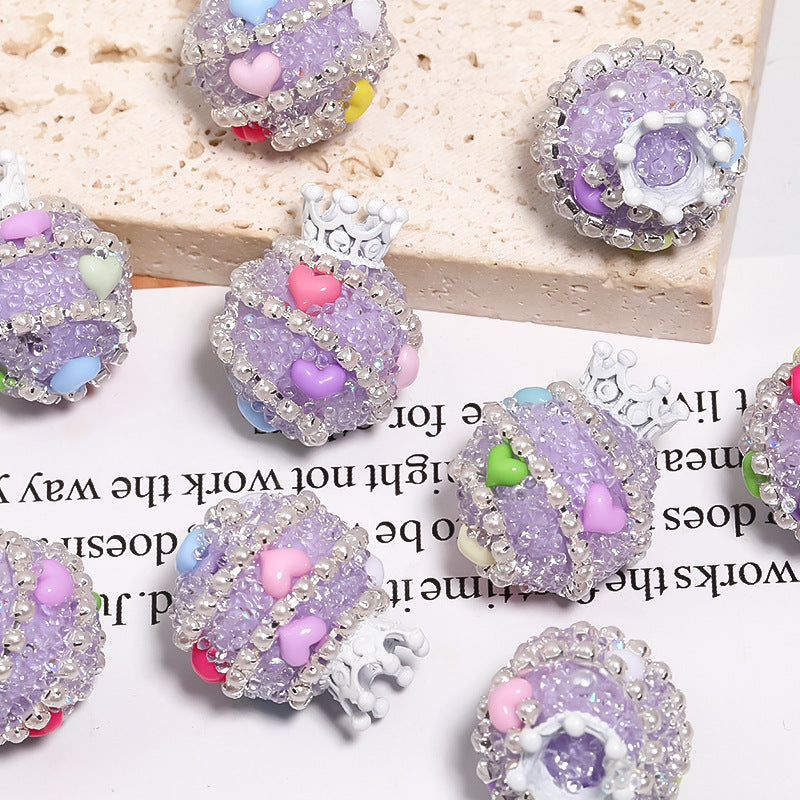 Crown Heavy Industry Beaded Light Luxury Colorful Dot Rhinestone Loose Beads Acrylic