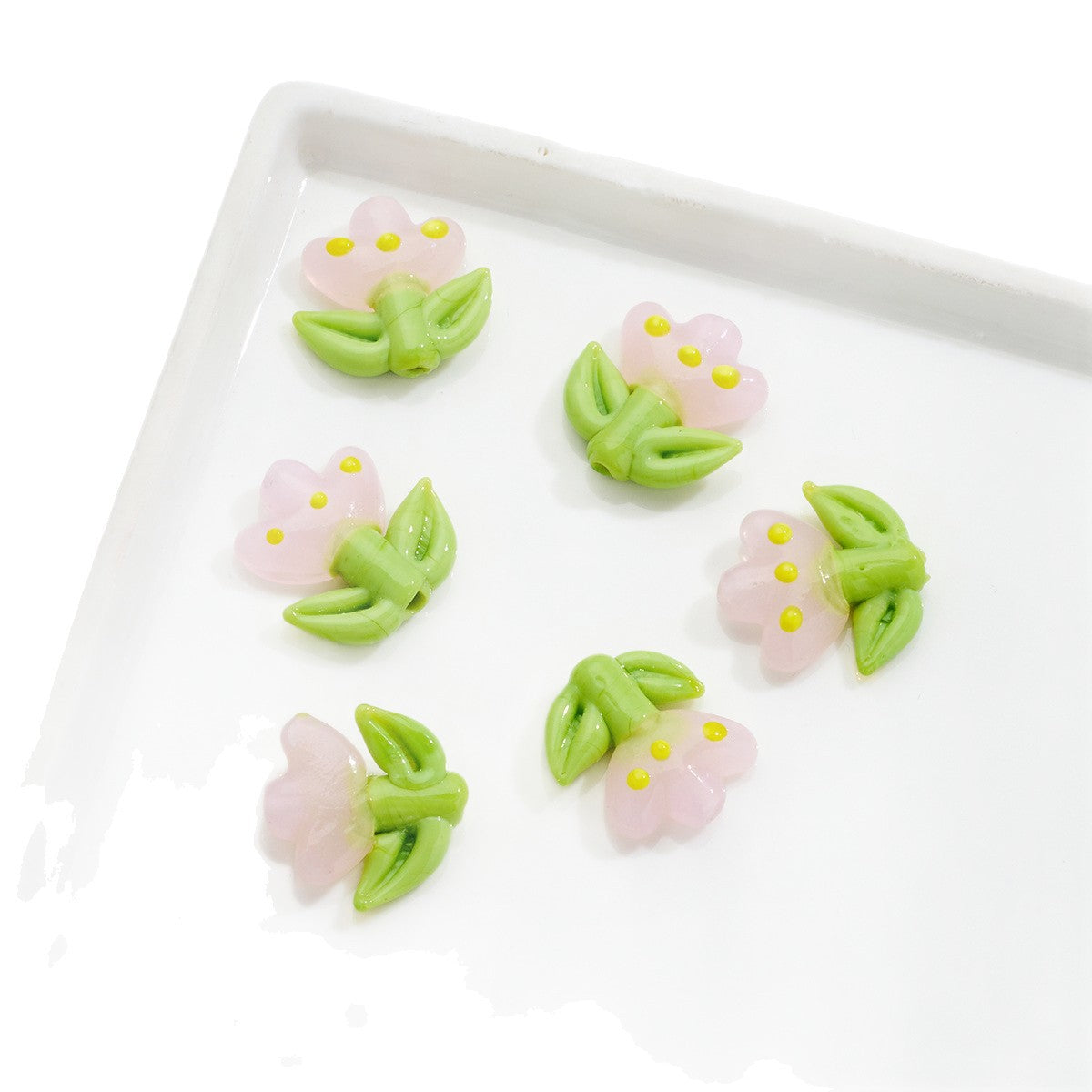 3D Tulip Glass Small Flower beadable beads