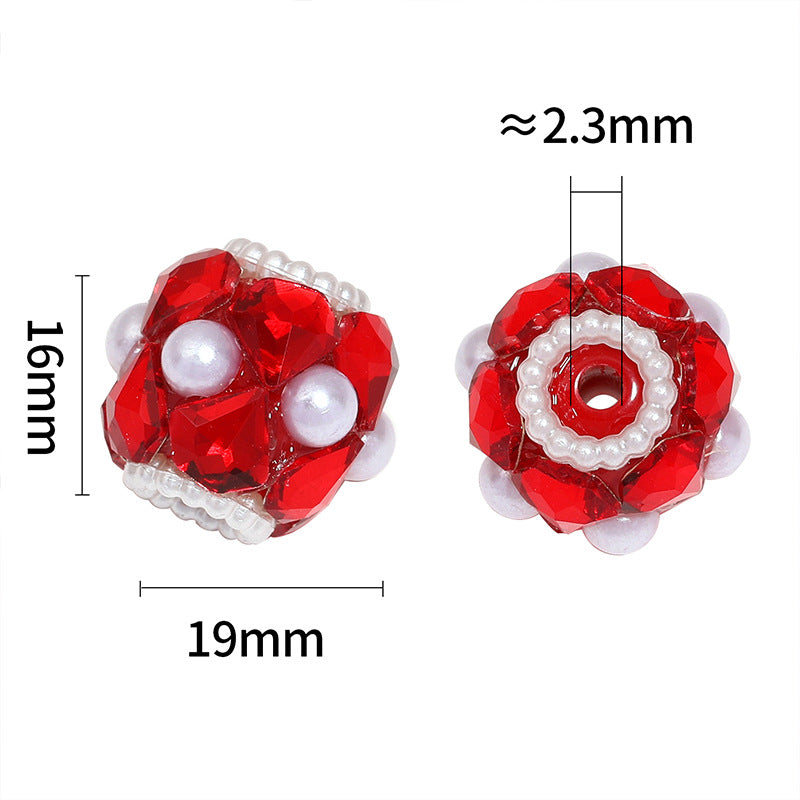 Colorful Heavy Beaded Heart Pearl Flower Ball Round Beads