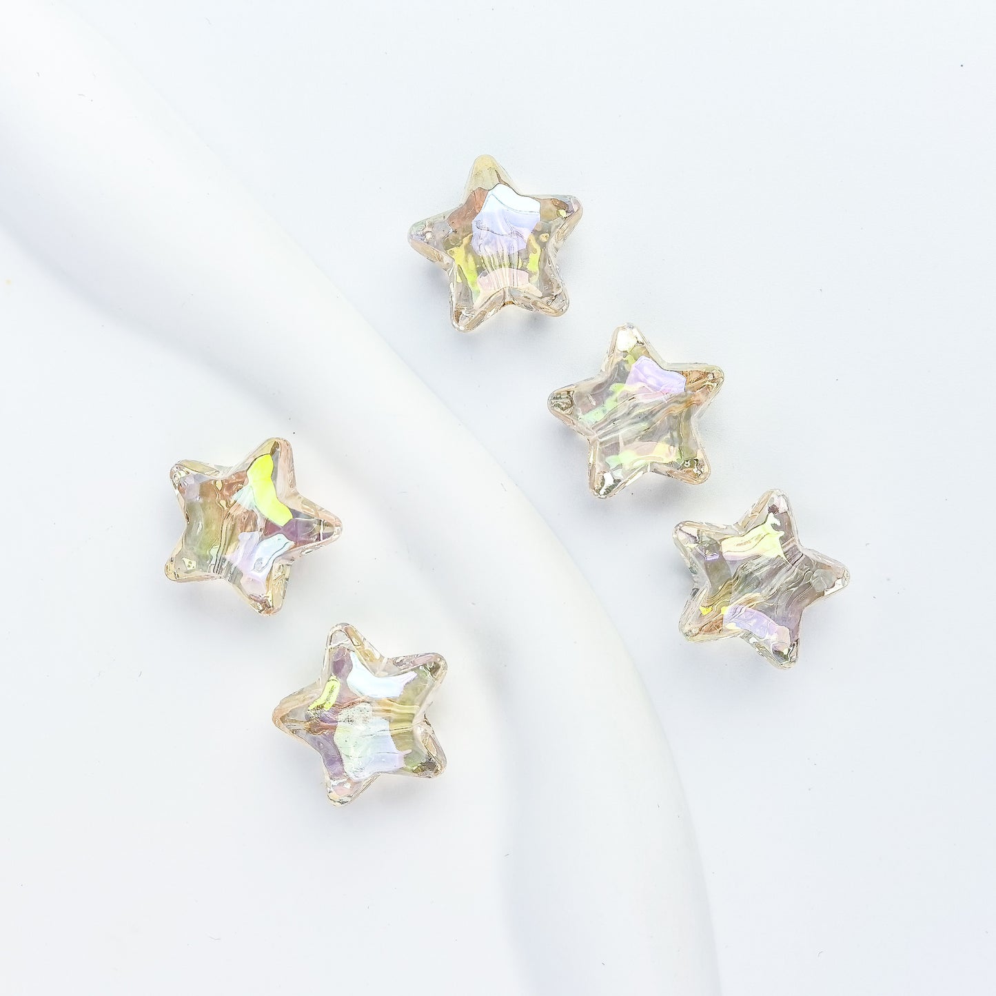 Transparent Acrylic UV Colorful Star Through Hole Beads