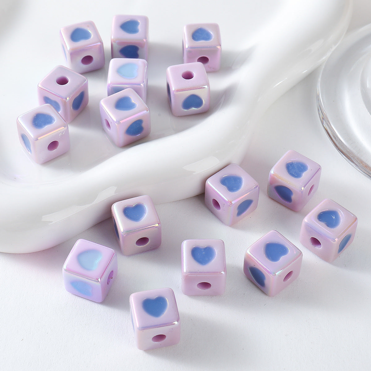 Cute Plating Color Heart-Shaped Oil Dripping Square