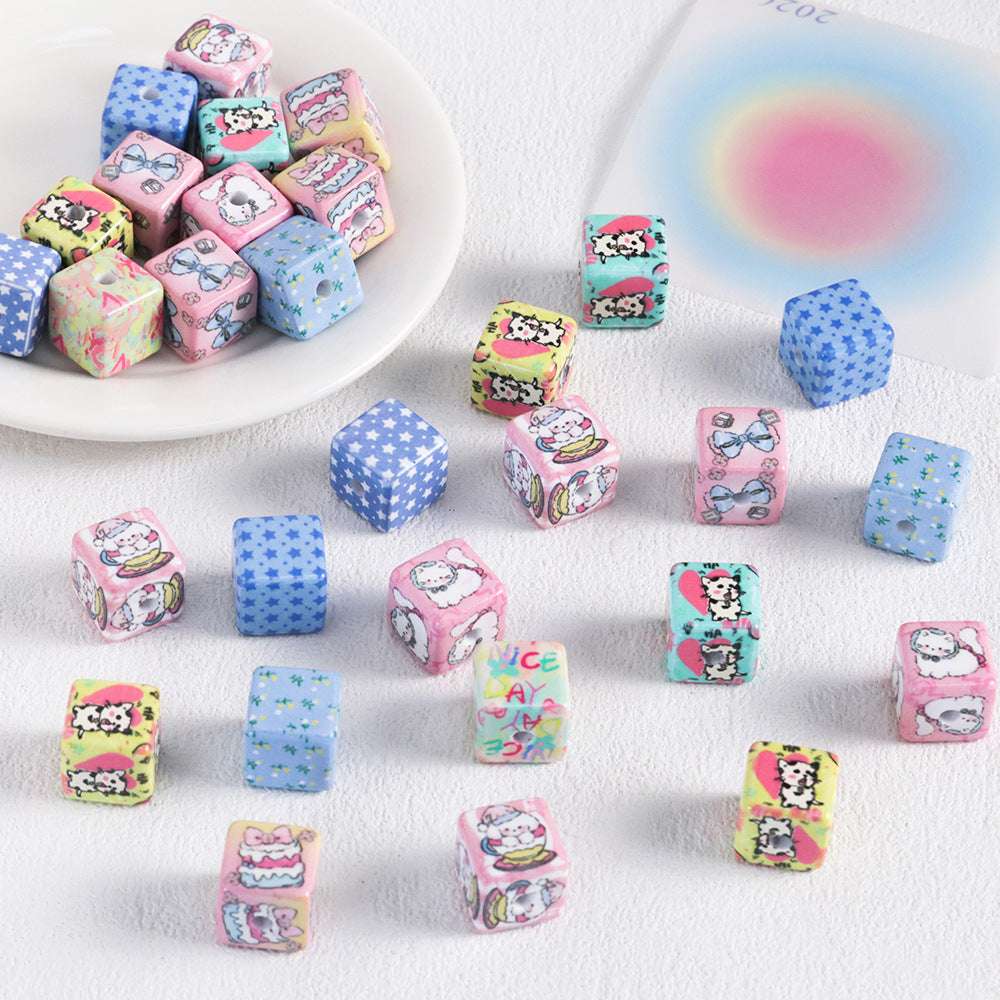Acrylic Cute Cartoon Kitten Striped Bow Square