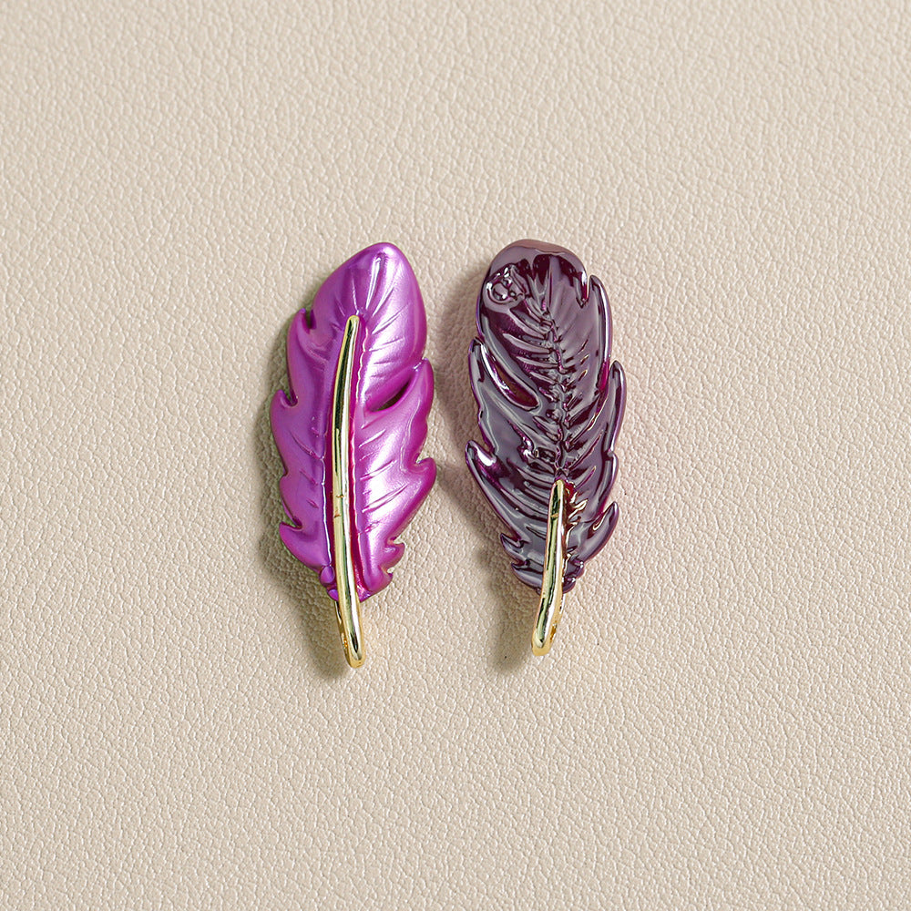 Christmas Red Green Alloy Decoration Accessories Leaf Feather Pendant