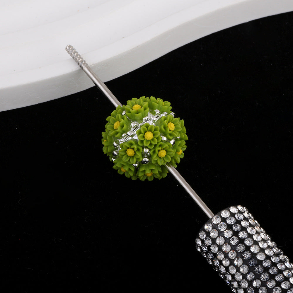 Flower Beads Alloy Flower Cluster Ball Handmade Straight Hole Beads