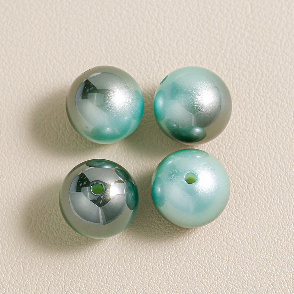Mabei Two-Color through Hole round Beads Gradient Solid Color Plating round Beads