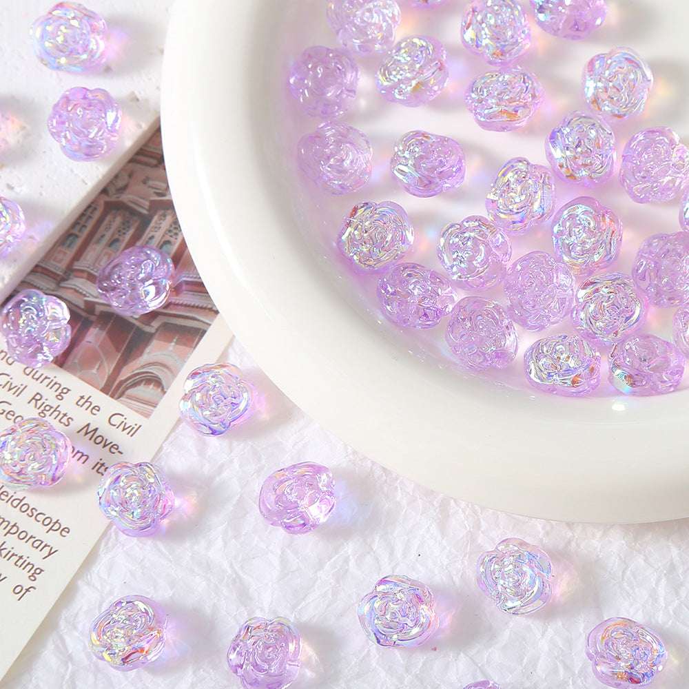 Rose Glass Straight Hole beadable beads
