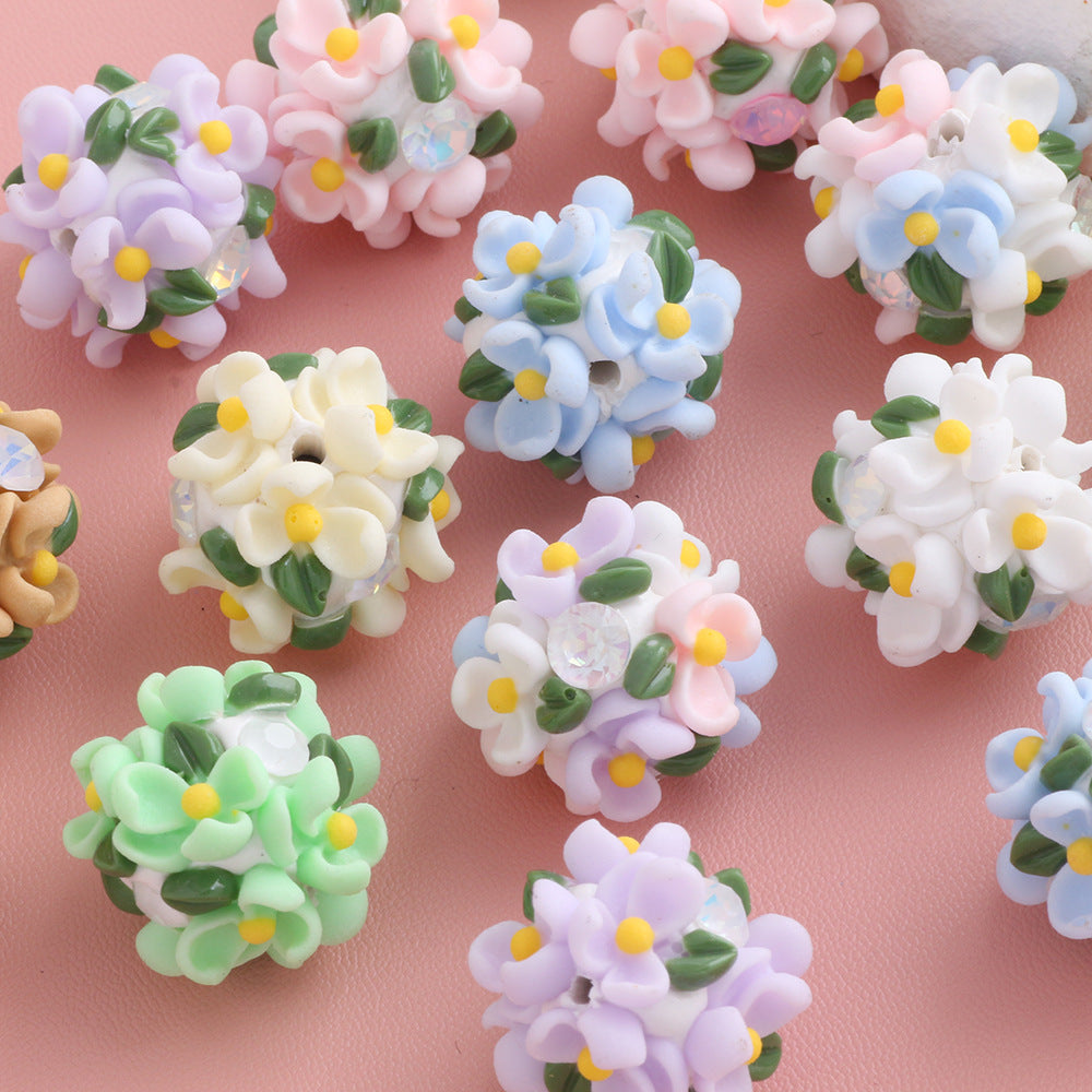 Large Gardenia Flower Ball Drill Ball Clay Beads