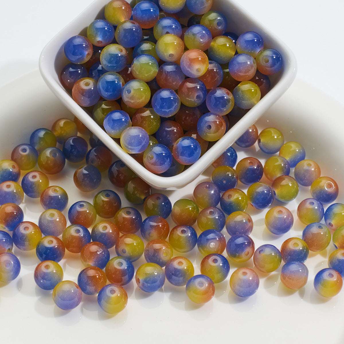 Three-color Glass Beads Imitation Jade Glass Beads