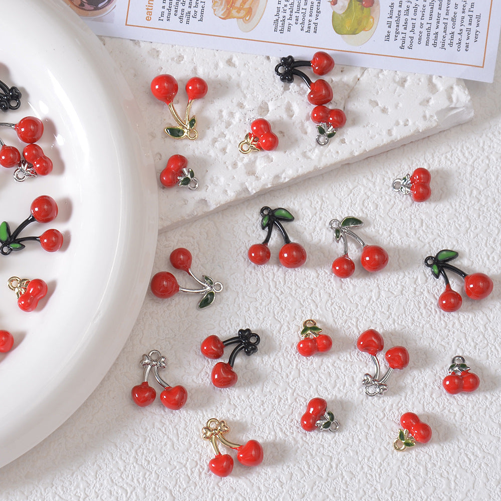 Cute Red Alloy Cherry Fruit Series Charm