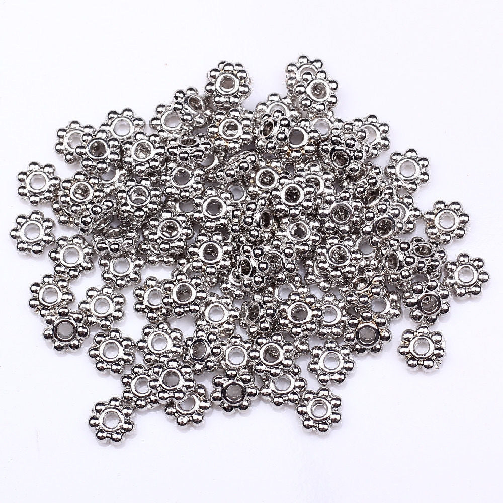 4/6mm Alloy Flower Core Gold-Plated Gear Spacer Beads