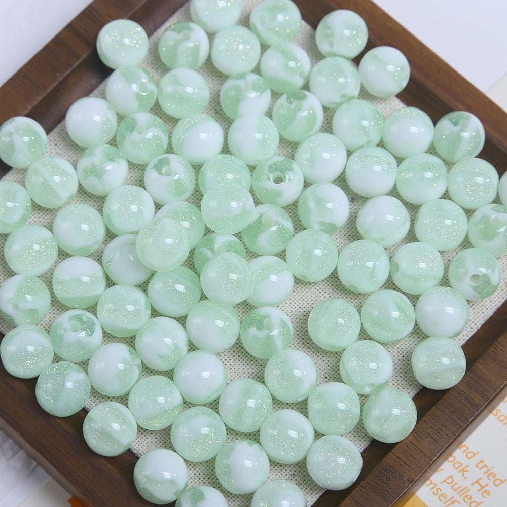 10mm Cream Gradient Fine Glitter Round Beads