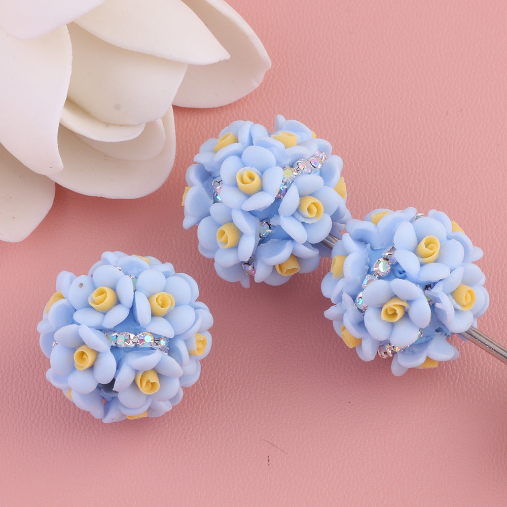 Camellia Flower Ball Clay with Diamond Chain beads
