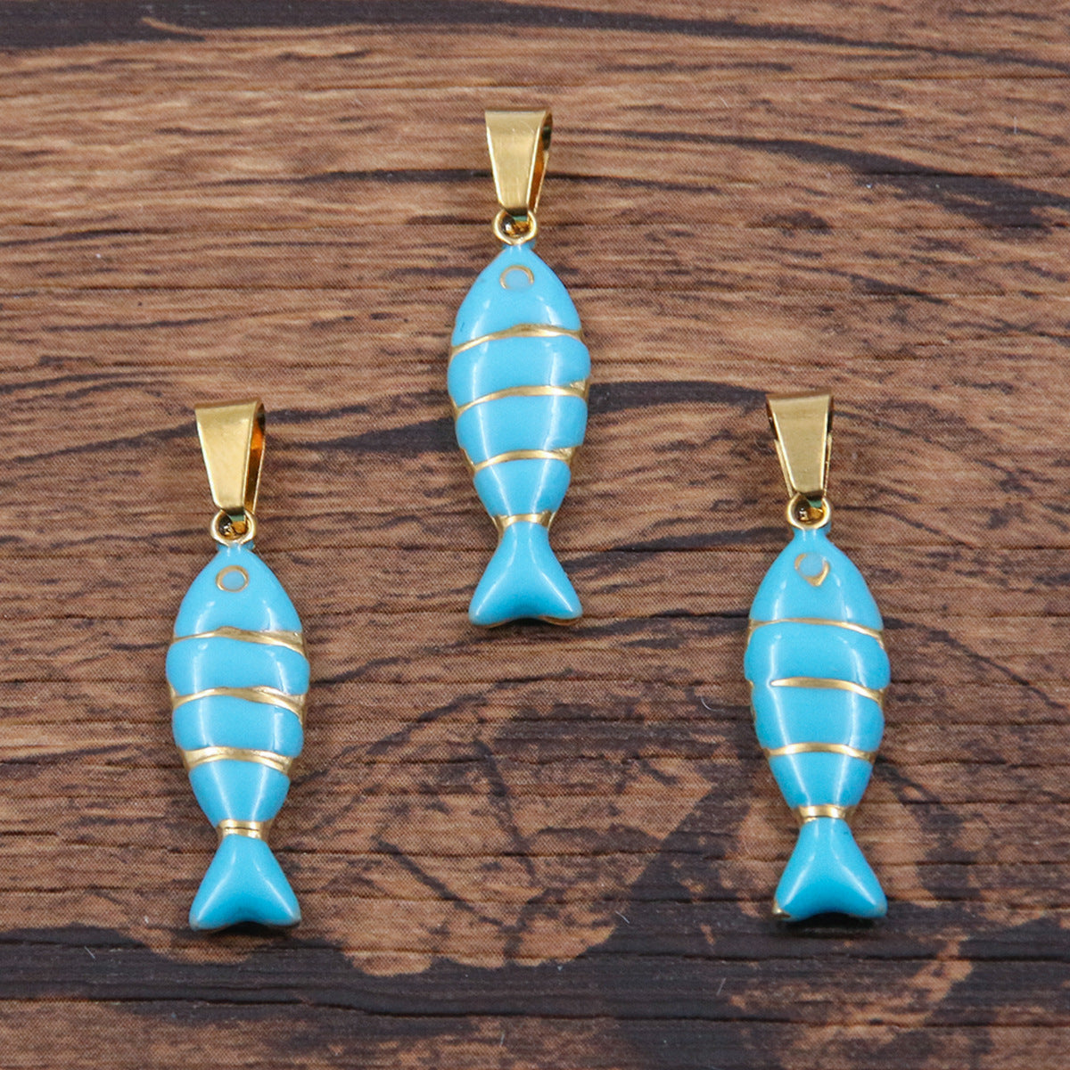 7X28mm Gold Fish Shape Oil Drop Pendant Small Charms