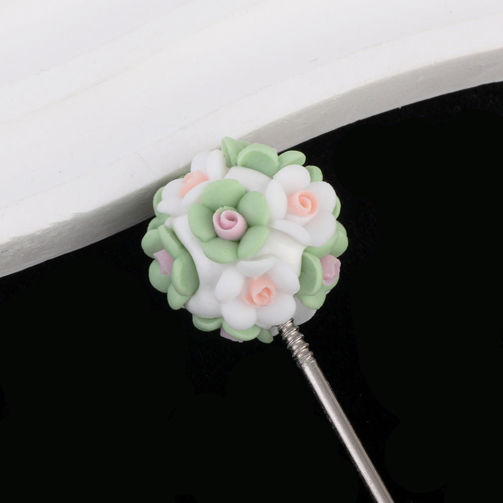 Flower Beads Luminous Simple Flower Rose Ball Clay Straight Hole Beads