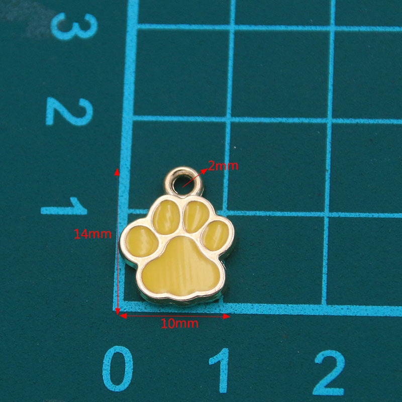 8 Colors Alloy Paw Charms | KC Gold Enamel Dog Paw, Cat Paw, Bear Paw Pendants for DIY Jewelry Making