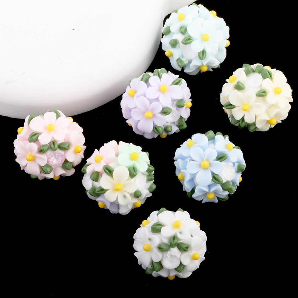 Camellia fresh green leaf flower ball beads