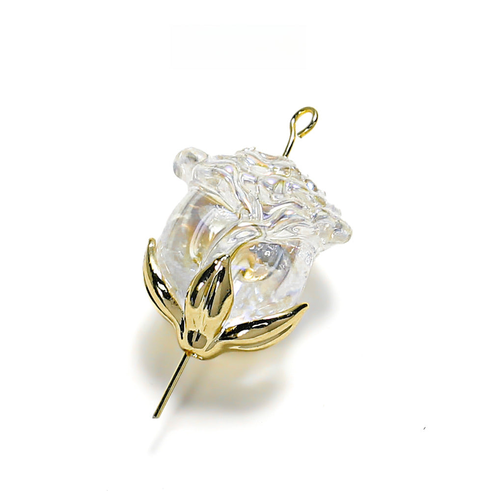 Electroplated Straight Hole Rose Beads